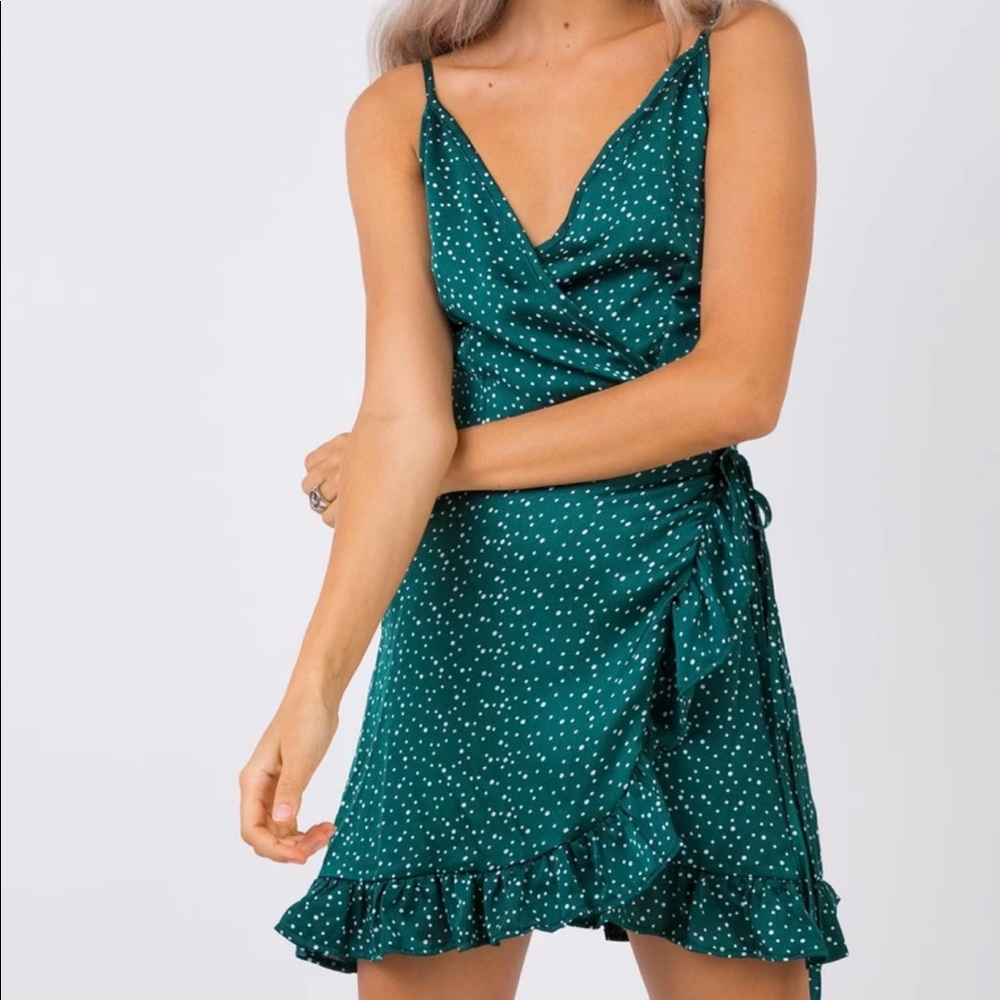 Princess Polly green wrap dress